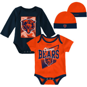 Chicago Bears Newborn & Infant Three-Piece Bodysuit and Knit Hat Set