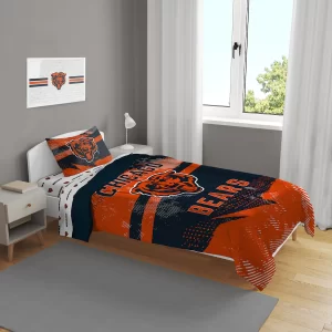 Chicago Bears Slanted Stripe 4-Piece Twin Bed Set